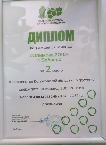 Награды Первенства Вологодской области по футзалу  в спортивном сезоне 2024-2025 гг